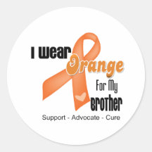 I Wear an Orange Ribbon For My Brother Round Sticker