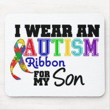 I Wear Autism Ribbon For My Son Mouse Mat