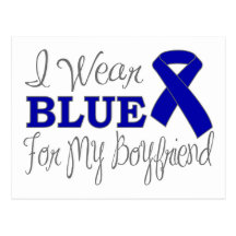 I Wear Blue For My Boyfriend (Blue Ribbon) Postcard
