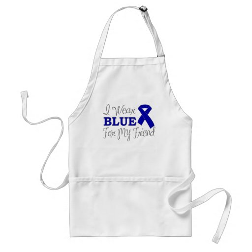 I Wear Blue For My Friend (Blue Awareness Ribbon) Apron