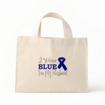 I Wear Blue For My Husband (Blue Awareness Ribbon) Tote Bag
