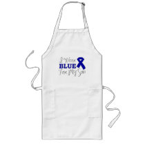 I Wear Blue For My Son (Blue Awareness Ribbon) Aprons