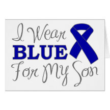 I Wear Blue For My Son (Blue Awareness Ribbon) Greeting Cards