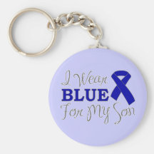 I Wear Blue For My Son (Blue Awareness Ribbon) Keychain