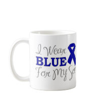 I Wear Blue For My Son (Blue Awareness Ribbon) Mugs