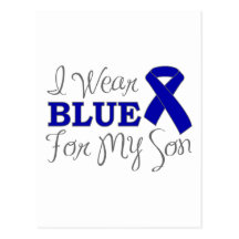 I Wear Blue For My Son (Blue Awareness Ribbon) Post Cards
