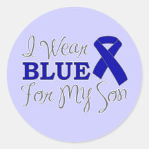 I Wear Blue For My Son (Blue Awareness Ribbon) Sticker