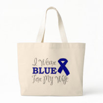 I Wear Blue For My Wife (Blue Ribbon) Tote Bags