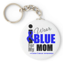 I Wear Blue Ribbon For My Mom Key Chain