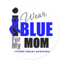 I Wear Blue Ribbon For My Mom Sticker