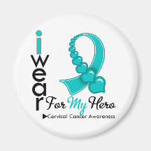 I Wear Cervical Cancer Ribbon For My Hero Refrigerator Magnet