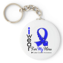 I Wear Colon Cancer Ribbon For My Hero Keychains