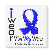 I Wear Colon Cancer Ribbon For My Hero Refrigerator Magnets