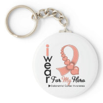 I Wear Endometrial Cancer Ribbon For My Hero Keychains