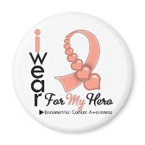 I Wear Endometrial Cancer Ribbon For My Hero Refrigerator Magnet