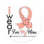 I Wear Endometrial Cancer Ribbon For My Hero stickers