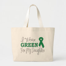 I Wear Green For My Daughter (Green Ribbon) Tote Bags