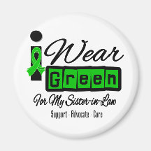 I Wear Green Ribbon (Retro) - Sister-in-Law Fridge Magnets