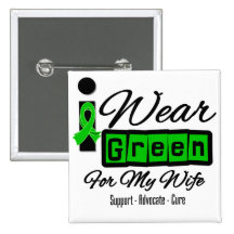 I Wear Green Ribbon (Retro) - Wife Button