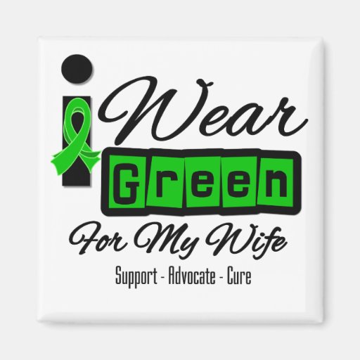 I Wear Green Ribbon (Retro) - Wife Magnets