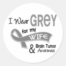 I Wear Grey 42 Wife Brain Tumour Round Stickers