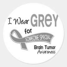 I Wear Grey For Someone Special 42 Brain Tumour Round Stickers