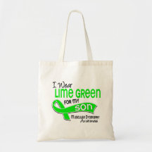 I Wear Lime Green 42 Son Muscular Dystrophy Bags