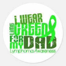 I Wear Lime Green For My Dad 6.4 Lymphoma Round Stickers