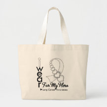 I Wear Lung Cancer Ribbon For My Hero Canvas Bags