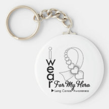 I Wear Lung Cancer Ribbon For My Hero Keychains