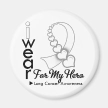 I Wear Lung Cancer Ribbon For My Hero Refrigerator Magnets