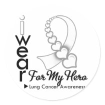I Wear Lung Cancer Ribbon For My Hero Stickers