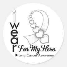 I Wear Lung Cancer Ribbon For My Hero Stickers