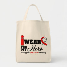 I Wear Oral Cancer Ribbon For My Hero Canvas Bags