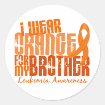 I Wear Orange For My Brother 6.4 Leukaemia Round Stickers