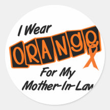 I Wear Orange For My MOTHERINLAW 8 Round Sticker
