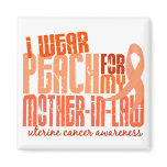I Wear Peach For Mother-In-Law 6.4 Uterine Cancer magnets