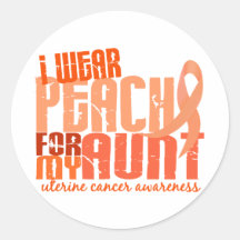 I Wear Peach For My Aunt 6.4 Uterine Cancer Round Sticker