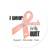 I Wear Peach For My Aunt - Uterine Cancer Sticker