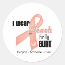 I Wear Peach For My Aunt - Uterine Cancer Sticker