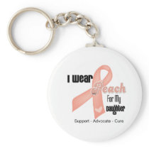 I Wear Peach For My Daughter - Uterine Cancer Keychain