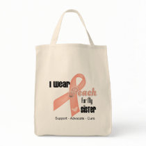 I Wear Peach For My Sister - Uterine Cancer Tote Bags