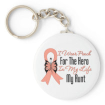 I Wear Peach For The Hero in My Life...My Aunt Keychain