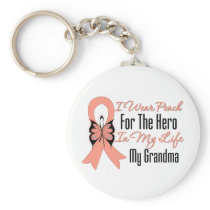 I Wear Peach For The Hero in My Life...My Grandma Key Chains