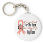 I Wear Peach For The Hero in My Life...My Mom keychains