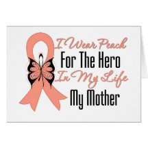 I Wear Peach For The Hero in My Life...My Mother Greeting Cards