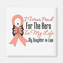 I Wear Peach For The Hero My Life, Daughter in Law Refrigerator Magnet