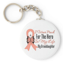 I Wear Peach For The Hero My Life, Granddaughter Keychains