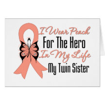 I Wear Peach For The Hero My Life, My Twin Sister Card
