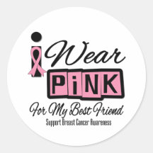 I Wear Pink Breast Cancer Best Friend (Retro) Stickers